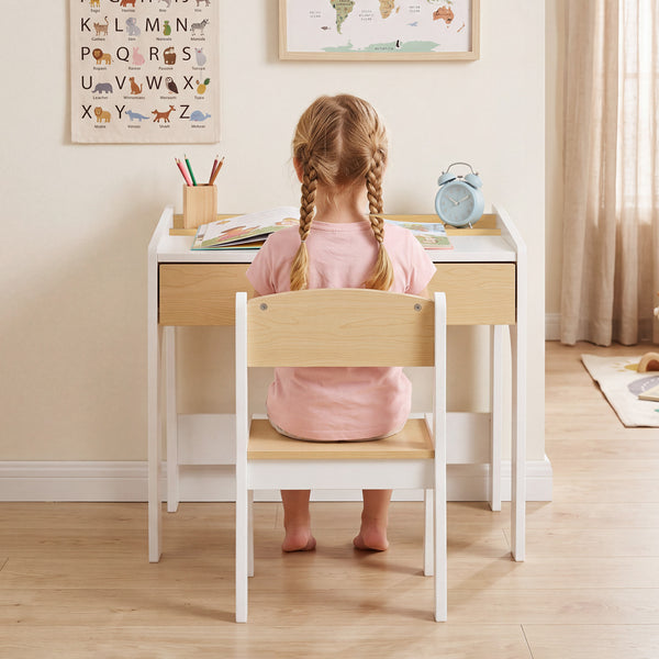 Wooden Kids Desk and Chair Set for Reading Drawing Playing