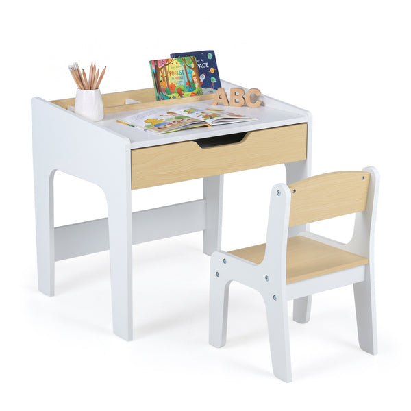 Wooden Kids Desk and Chair Set for Reading Drawing Playing