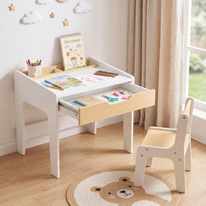 Wooden Kids Desk and Chair Set for Reading Drawing Playing