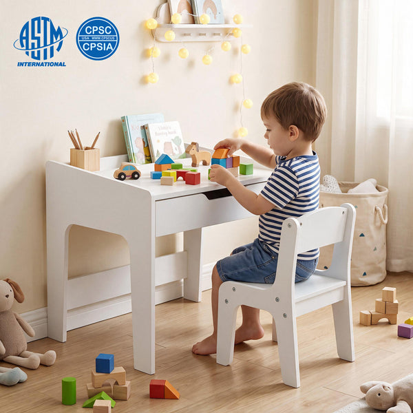 Wooden Kids Desk and Chair Set for Reading Drawing Playing