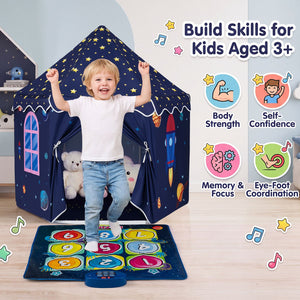 Indoor Outdoor Play Tent with Dancing Mat Light Up Gift for Toddlers Ages 3-12