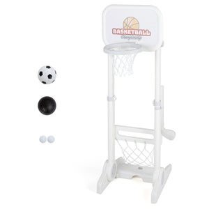 Toddler Sports Set with 3 in 1 Basketball Hoop and Soccer Goal for Outdoor Play