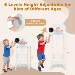 Toddler Sports Set with 3 in 1 Basketball Hoop and Soccer Goal for Outdoor Play