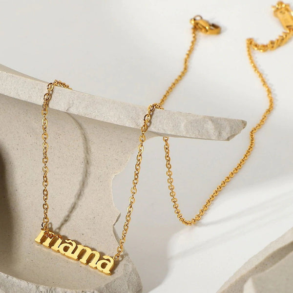 Gold Pendant Necklace for Mom - Mason & Madison Mama Letter Chain Necklace