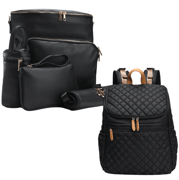 Diaper Bag Backpack Set - Ultimate New Parenting Ready Premium Set - (Harvey + Maison Bags)