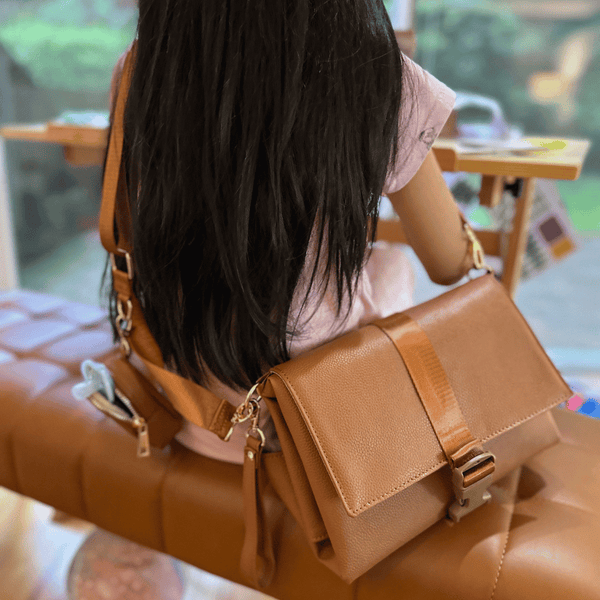 Leather Changing Bag - Everyday Changing Clutch (Black)