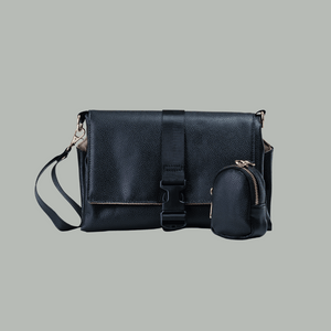 Leather Changing Bag - Everyday Changing Clutch (Black)