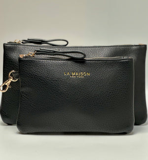 Leather Pouch Set - Clip-on Pouch Gift set ( Black )