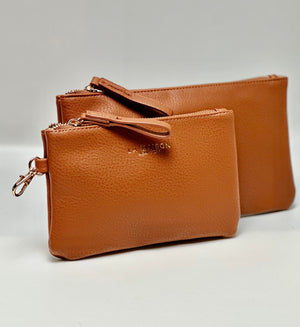 Leather Pouch Set - Clip-on Pouch Gift set ( Royal Brown )