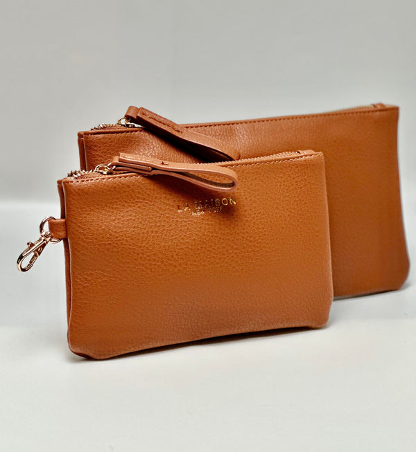 Leather Pouch Set - Clip-on Pouch Gift set ( Royal Brown )