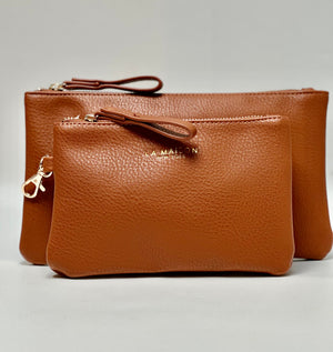 Leather Pouch Set - Clip-on Pouch Gift set ( Royal Brown )