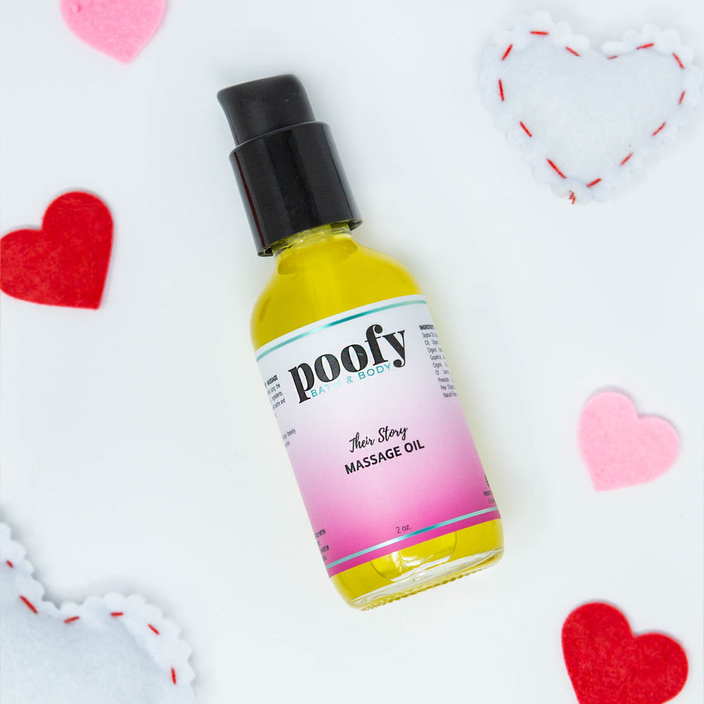 Their Story Massage Oil bottle on a soft background, perfect for soothing baby’s skin and enhancing bonding moments.