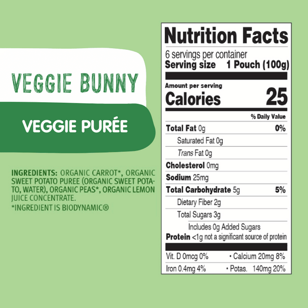 Holle Baby Food Pouches - Organic Veggie Puree - Veggie Bunny