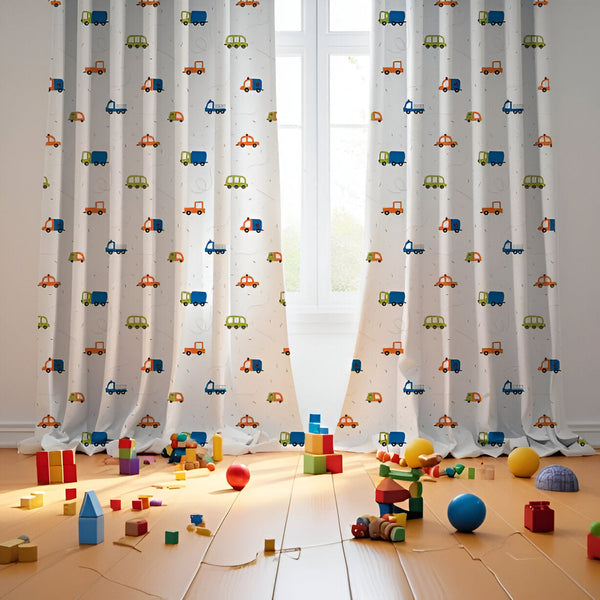 Vehicles Themed Baby Room Curtain