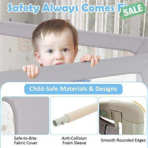 Vertical Lifting Bed Rail for Toddlers with Double Lock-70 inch Gray ++ Bed Rails