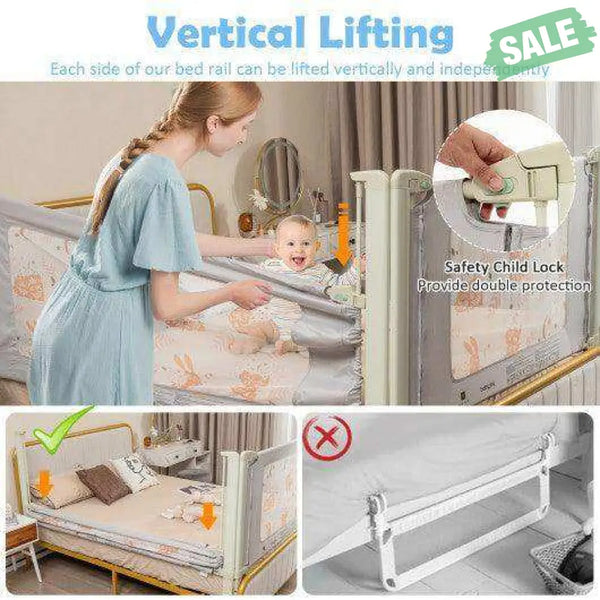 Vertical Lifting Bed Rail for Toddlers with Double Lock-70 inch Bed Rails