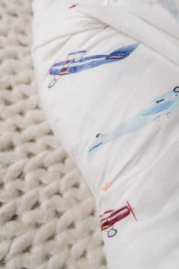 Vintage Airplane Muslin Swaddle Blanket