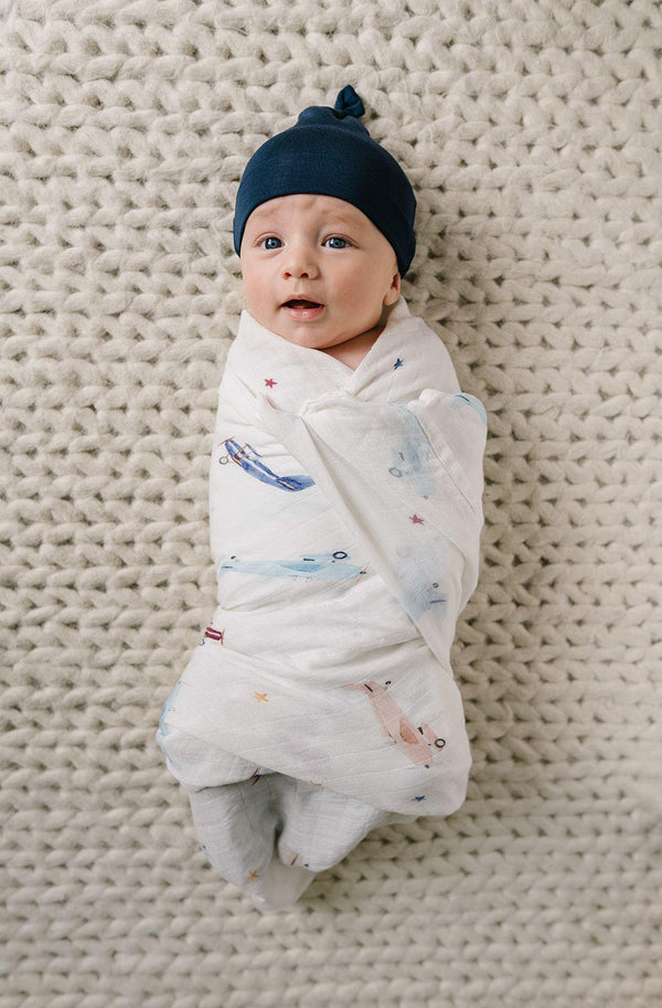 Vintage Airplane Muslin Swaddle Blanket