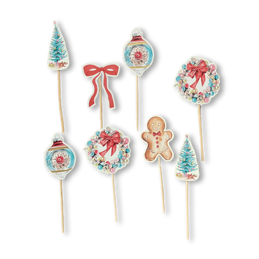 Vintage Christmas Cupcake Toppers (8pcs)