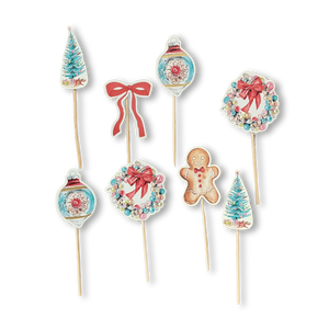 Vintage Christmas Cupcake Toppers (8pcs)