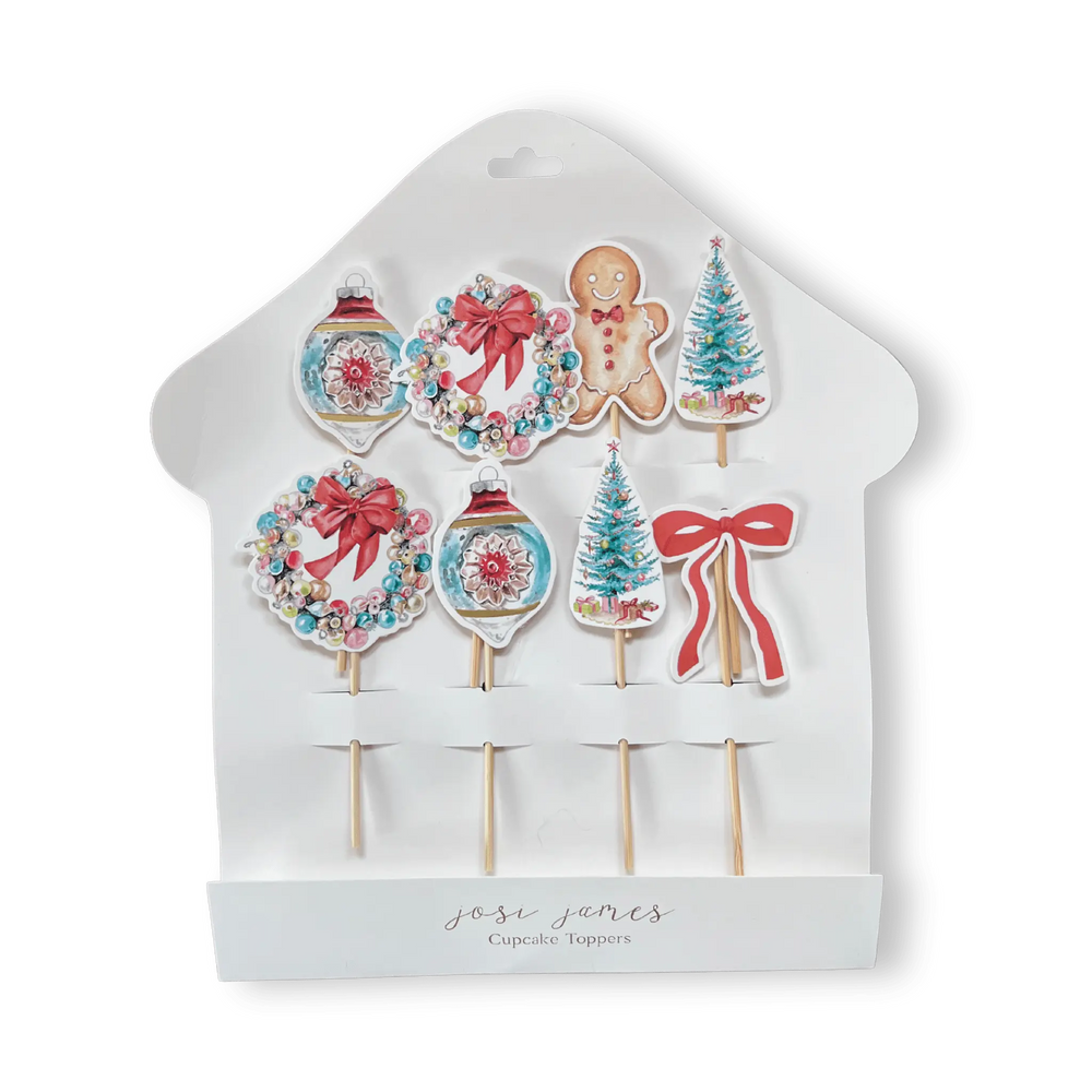Vintage Christmas Cupcake Toppers (8pcs)