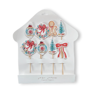 Vintage Christmas Cupcake Toppers (8pcs)