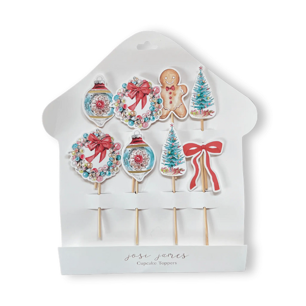 Vintage Christmas Cupcake Toppers (8pcs)