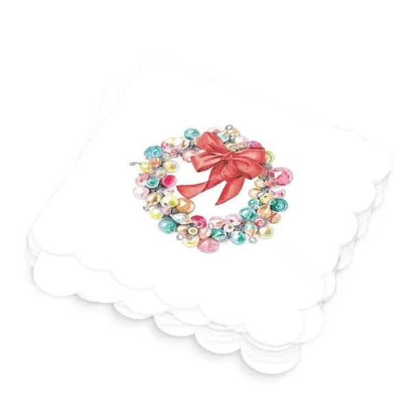 Vintage Ornament Wreath Scalloped Napkins