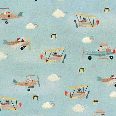Vintage Airplanes in Cotton - Custom Made Fitted Sheet