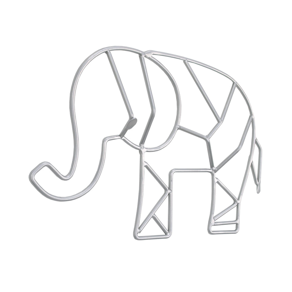 Elephant Shaped Wire Nursery Wall Decor, Grey Finish