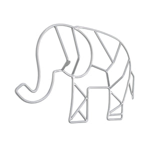 Elephant Shaped Wire Nursery Wall Decor, Grey Finish