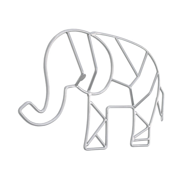 Elephant Shaped Wire Nursery Wall Decor, Grey Finish