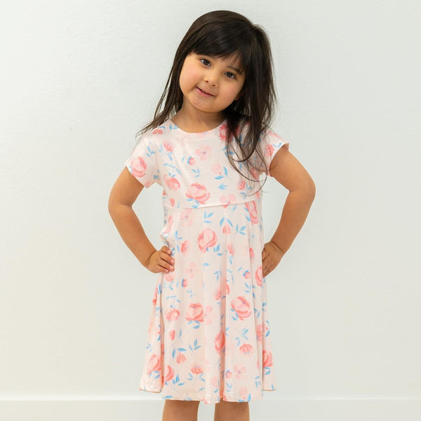 Swirly Girl Short Sleeve Dress - Peony Pink