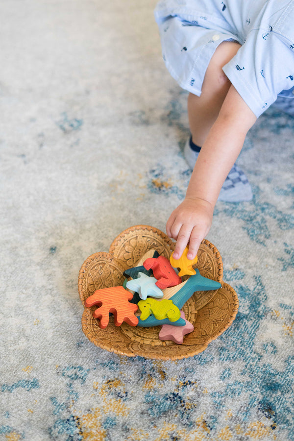 Waldorf wooden Sea Creatures and Fish set-10 pieces