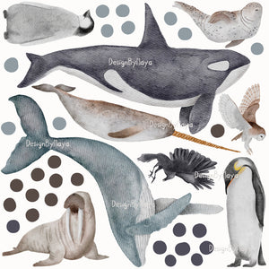 Arctic Animal Friends - Fabric Nursery Wall Art Decals