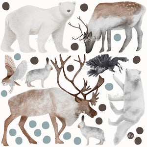 Arctic Animal Friends - Fabric Nursery Wall Art Decals