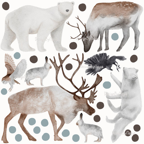 DesignByMaya Arctic Animal Friends Fabric Nursery Wall Decals