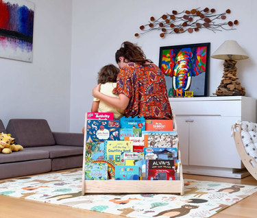 Wave Design Wooden Bookshelf / Large Size - MOOGCO Baby