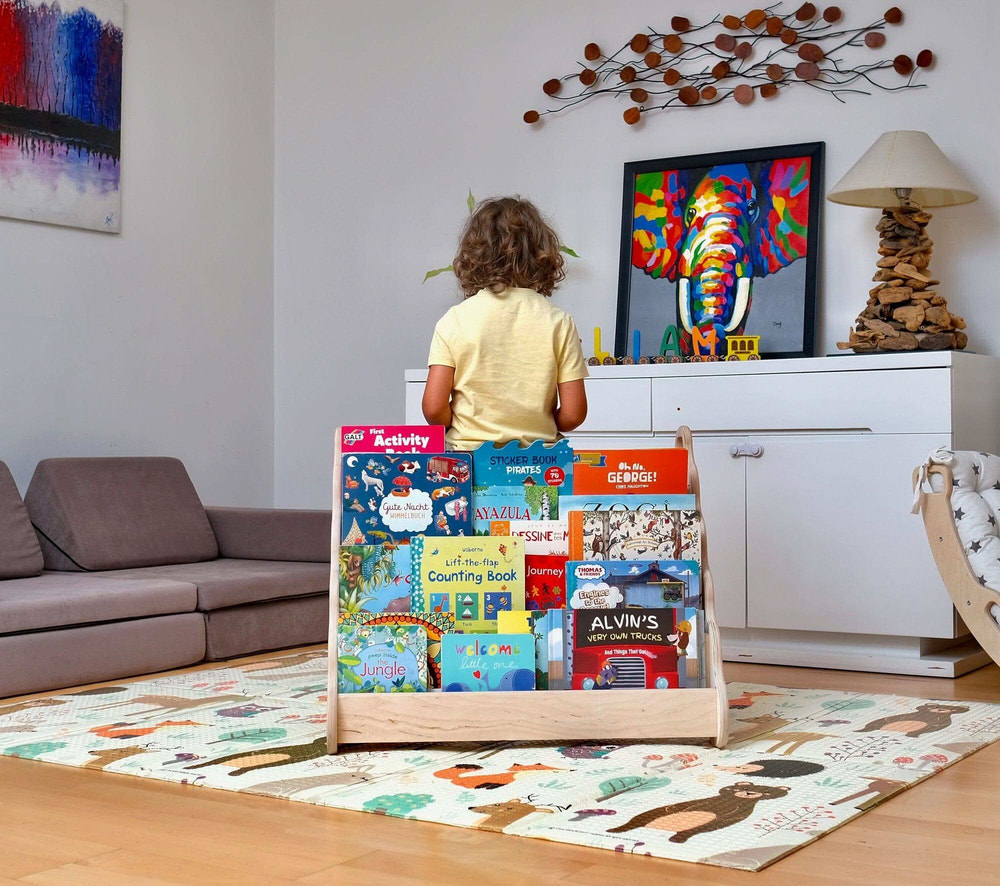 Wave Design Wooden Bookshelf / Large Size - MOOGCO Baby