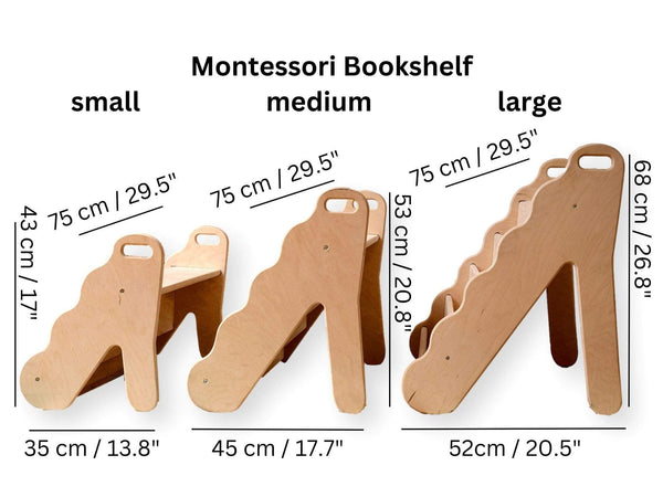 Wave Design Wooden Bookshelf / Large Size