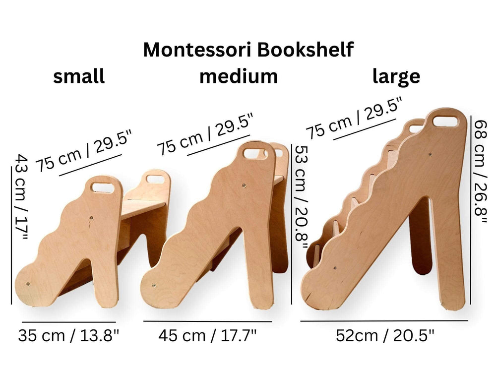 Wave Design Wooden Bookshelf / Small-Medium-Large Size