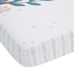Explore Dream Discover Light Blue, Navy, and White Octopus 100% Cotton Nursery Photo Op Fitted Crib Sheet