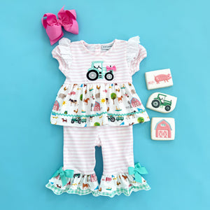 Girls Tractor Romper