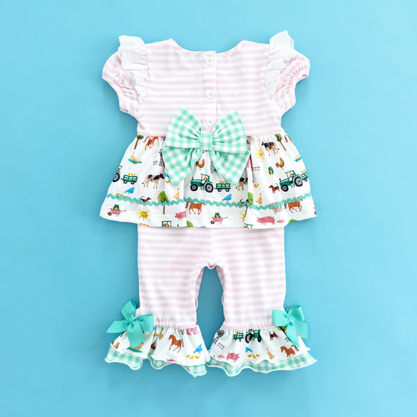 Girls Tractor Romper