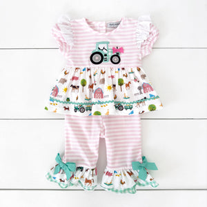 Girls Tractor Romper