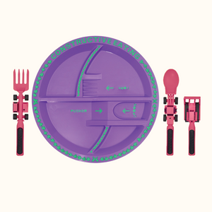 Baby utensil and plate combo set for easy feeding, perfect for mealtime convenience and fun.