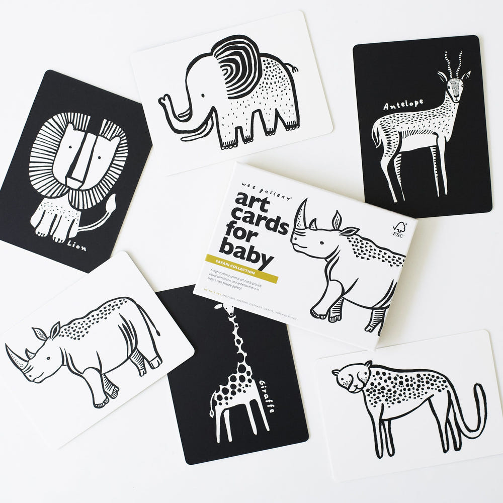 Art Cards for Baby - Safari Collection featuring vibrant animal designs for early learning and decor.