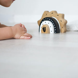 Bamboo Nesting Hedgehog wooden toy for babies, showcasing a playful design from angle 8.
