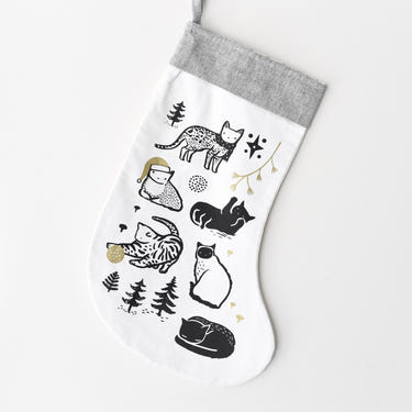 "Festive Cats Stocking for Christmas - Cute design perfect for holiday decor and gifts."