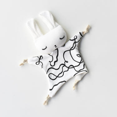 Cuddle Bunny with ribbons - soft, plush baby toy for comfort and cuddles. Perfect for little ones!